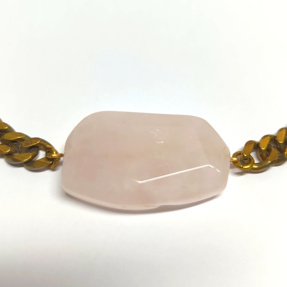 LA OSA Rose Quartz Brass Necklace - Picture 3 of 5